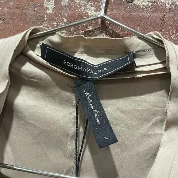 NEW BCBGMaxAzria‎ Pleated Front Panel Dress in Mocha Size Large - Picture 9 of 11